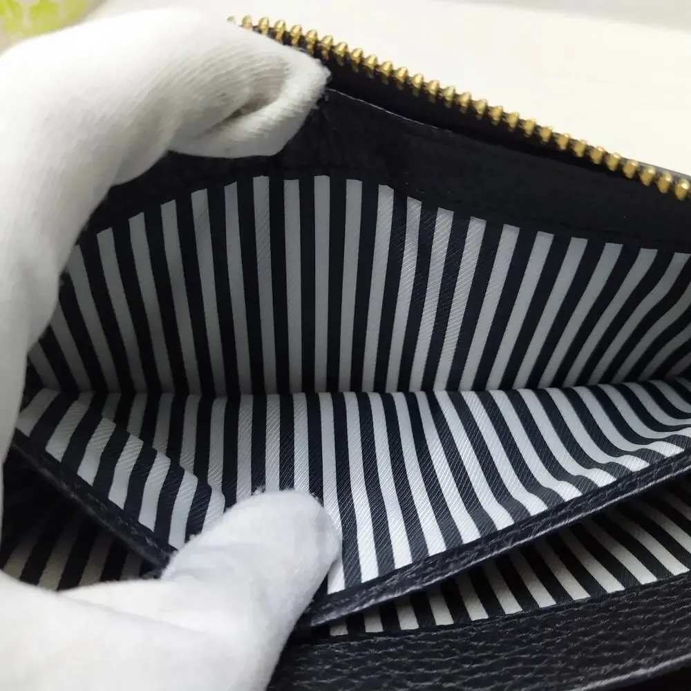 Kate Spade New York Black Pebbled Zip Around Credit Card Long Wallet
